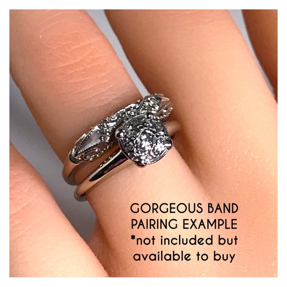 14KT GYPSY SET DIAMOND MID CENTURY MODERN SOLID WHITE GOLD RING - Picture 9 of 13